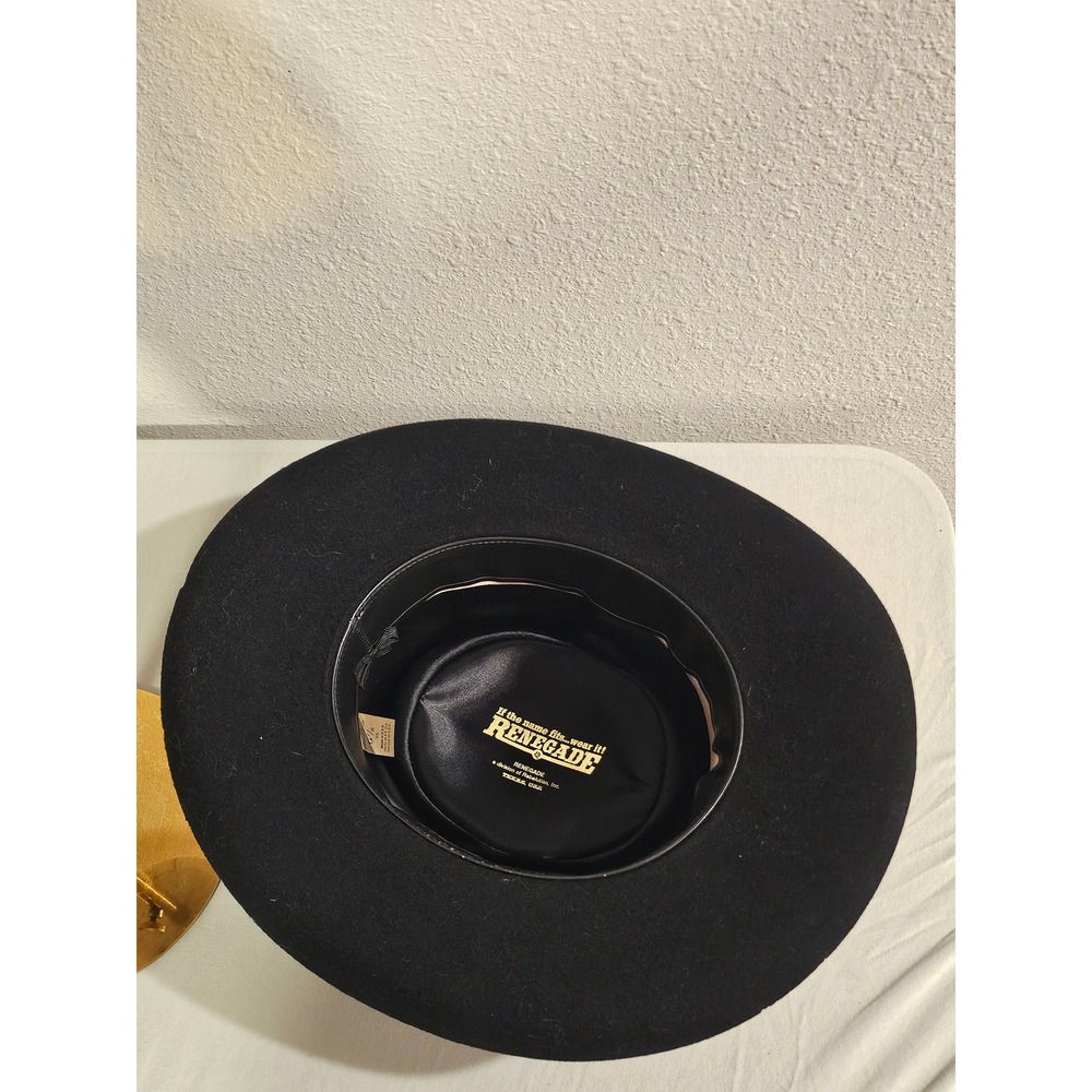 Renegade 6 7/8 Black Wool Gambler Hat Made In USA - Picture 8 of 8